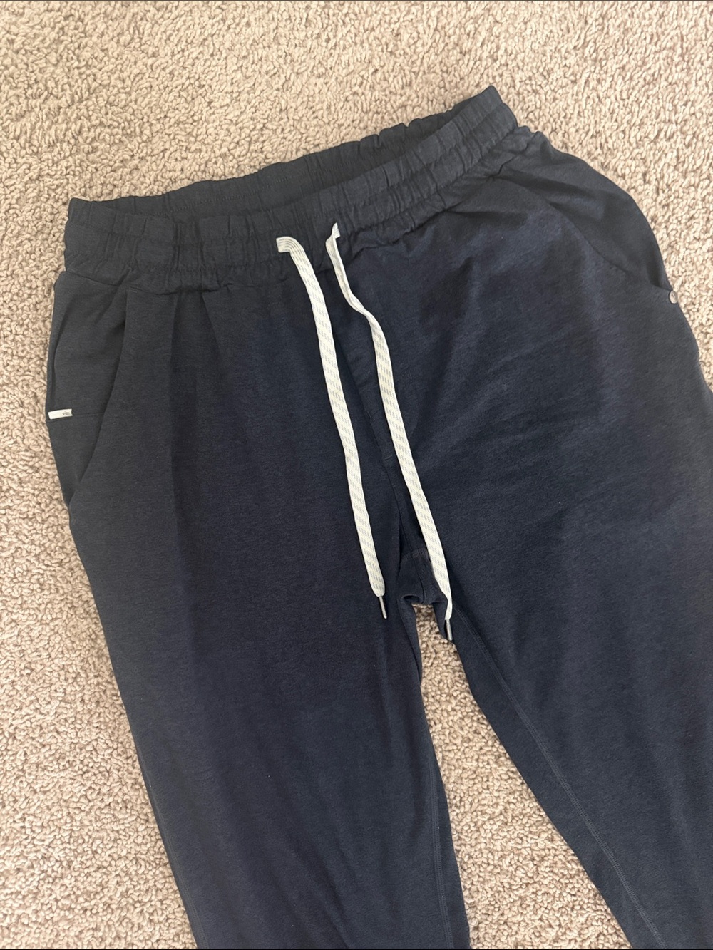 Vuori Navy Jogger Pants with White Drawstring